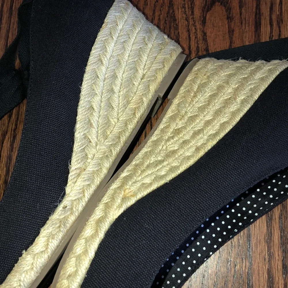 Steve Madden Black Tie Up Espadrille Wedges